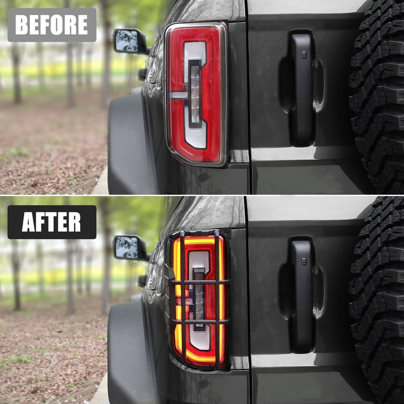 EVGoXMods Tail Light Cover Compatible with 2021-2025 Ford Bronco Badlands, Outer Banks, Wildtrak, Heritage Limited Edition, Everglades 2/4 Doors(Only LED Light), Rear Lamp Guard Protector Exterior Accessories - Image 3